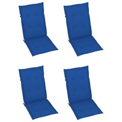 dārza krēsli, koši zili matrači, 4 gab., masīvs tīkkoks cena un informācija | Dārza krēsli | 220.lv