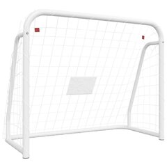 futbola vārti ar tīklu, balti, 125x96x60cm, tērauds, poliesters cena un informācija | Futbola vārti un tīkls | 220.lv