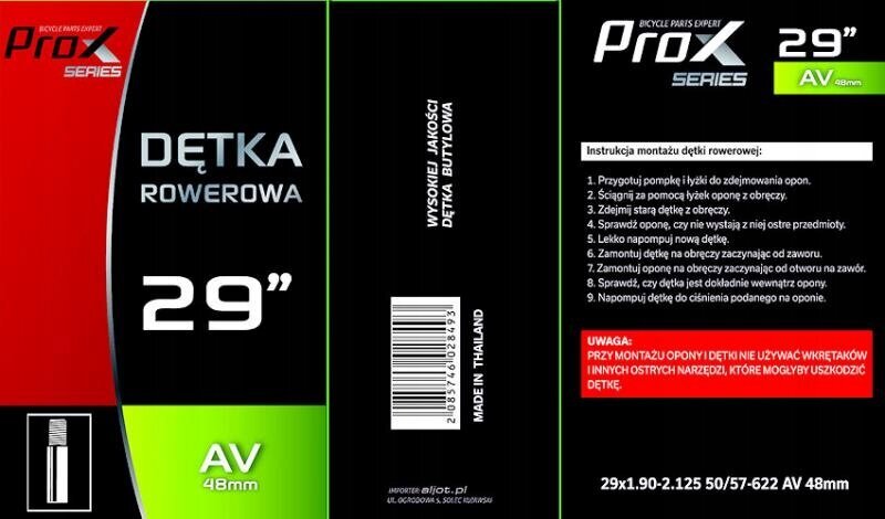 Velosipēda caurule 29 1.90 - 2.125 Av 48mm Prox Car Vent 50/57-622 цена и информация | Velo riepas, kameras | 220.lv
