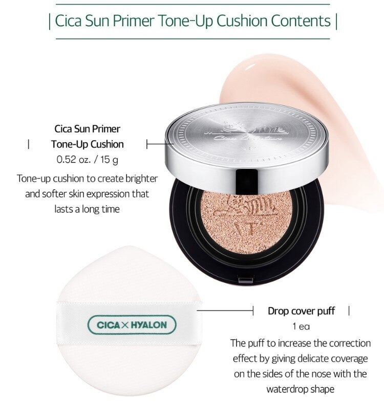 VT COSMETICS CICA SUN PRIMER TONEUP CUSHION, 15g - cushion tonālais krēms цена и информация | Grima bāzes, tonālie krēmi, pūderi | 220.lv