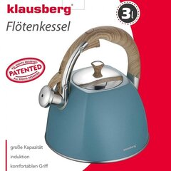 Tējkanna ar svilpes KLAUSBERG 3L KB-7499 cena un informācija | Kafijas kannas, tējkannas | 220.lv