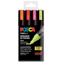 Marķieru komplekts POSCA PC-5M Fluor 4 Daudzums cena un informācija | Modelēšanas un zīmēšanas piederumi | 220.lv