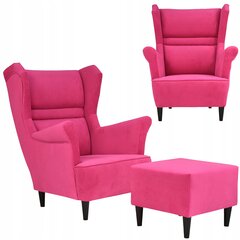 Zoja krēsls ar kāju balstu Scandinavian Family Furniture fuksijas rozā krāsā цена и информация | Кресла в гостиную | 220.lv