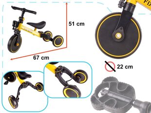 Трехколесный велосипед Trike Fix Mini cross 3in1 с педалями желтый цена и информация | Трехколесные велосипеды | 220.lv