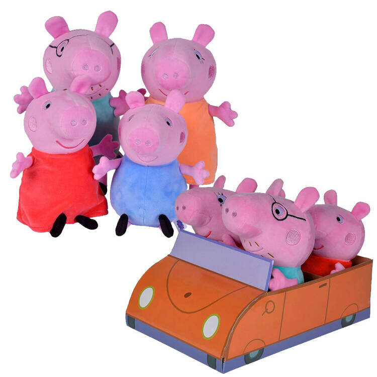 Plīša rotaļlietu komplekts automašīnā, Peppa Pig cena un informācija | Mīkstās (plīša) rotaļlietas | 220.lv