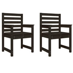 dārza krēsli, 2 gab., melni, 60x48x91 cm, priedes masīvkoks cena un informācija | Dārza krēsli | 220.lv