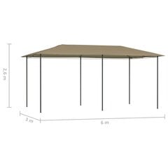 dārza nojume, 3x6x2,6 m, pelēkbrūna, 160 g/m² цена и информация | Беседки, навесы, тенты | 220.lv