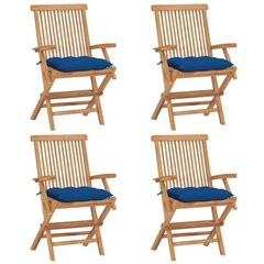 Dārza krēsli , zili matrači, 4 gab., brūni cena un informācija | Dārza krēsli | 220.lv