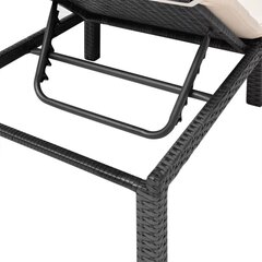 Sauļošanās krēsls ar matraci, regulējams, polirotangpalmas, melns cena un informācija | Sauļošanās krēsli | 220.lv