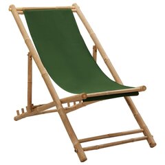 pludmales krēsls, bambuss un zaļš audekls cena un informācija | Dārza krēsli | 220.lv