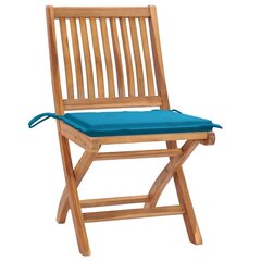 dārza krēsli, 2 gab., zili matrači, masīvs tīkkoks cena un informācija | Dārza krēsli | 220.lv