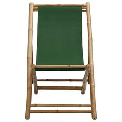 pludmales krēsls, bambuss un zaļš audekls cena un informācija | Dārza krēsli | 220.lv
