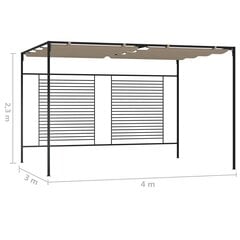 Pavėsinė su įtraukiamu stogu, taupe spalvos, 3x4x2,3m, 180g/m² cena un informācija | Dārza nojumes un lapenes | 220.lv