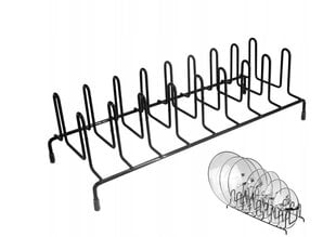 Сушилка для крышек кастрюль, тарелок, черная сталь, 8 мест da188 цена и информация | Кухонные принадлежности | 220.lv