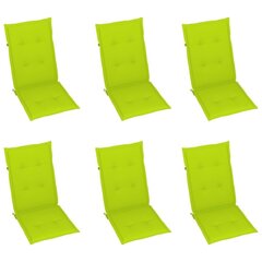 dārza krēslu spilveni, 6 gab., spilgti zaļi, 120x50x4 cm cena un informācija | Krēslu paliktņi | 220.lv