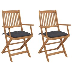 saliekami dārza krēsli ar matračiem, 2 gb., akācijas masīvkoks cena un informācija | Dārza krēsli | 220.lv