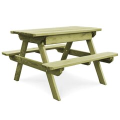 piknika galds ar soliem, 90x90x58 cm, impregnēta priede цена и информация | Столы для сада | 220.lv