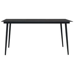 dārza galds, melns, 190x90x74 cm, tērauds un stikls cena un informācija | Dārza galdi | 220.lv