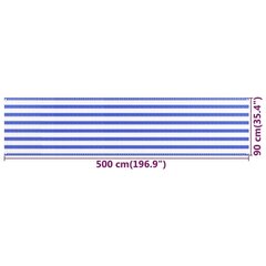 balkona aizslietnis, 90x500 cm, zils un balts HDPE cena un informācija | Saulessargi, markīzes un statīvi | 220.lv