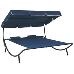 āra atpūtas gulta ar jumtu un spilveniem, zila cena un informācija | Sauļošanās krēsli | 220.lv