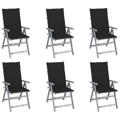 atgāžami dārza krēsli ar matračiem, 6 gab., akācijas masīvkoks cena un informācija | Dārza krēsli | 220.lv