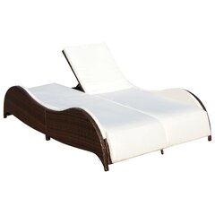 Двухместный шезлонг с подушкой, полиротанг, коричневый цена и информация | Шезлонги | 220.lv