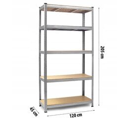 Metāla plaukts glabāšanai Humberg 205 x 120 x 45 cm cena un informācija | Saimniecības plaukti | 220.lv