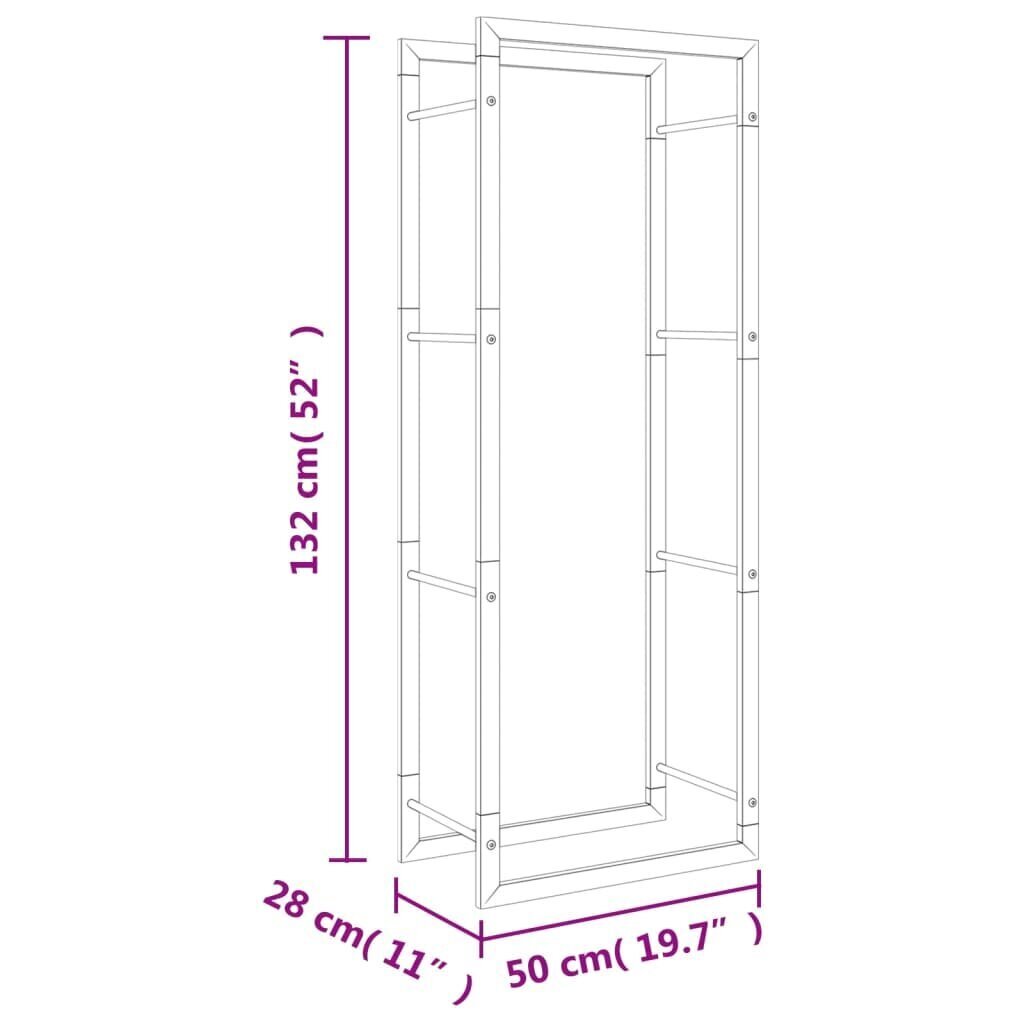 Statīvs malkai, 50x28x132 cm, nerūsējošais tērauds cena un informācija | Dārza mājiņas, šķūņi, malkas nojumes | 220.lv