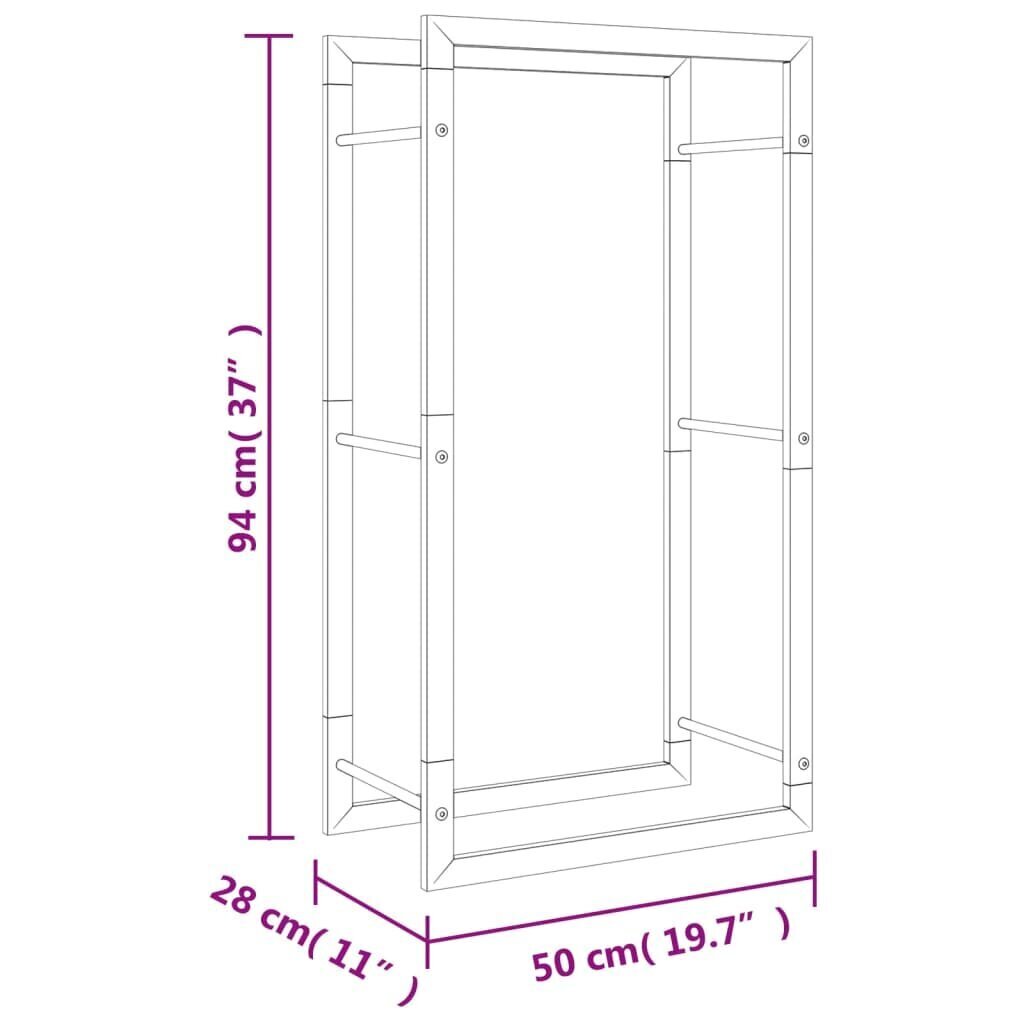 Statīvs malkai, 50x28x94 cm, nerūsējošais tērauds cena un informācija | Dārza mājiņas, šķūņi, malkas nojumes | 220.lv