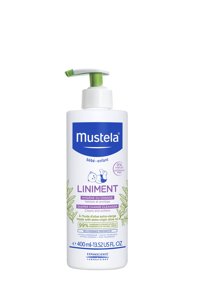 Emulsija mazuļu tīrīšanai pēc autiņbiksītēm Mustela Liniment Fragrance Free Diaper Change Cleanser, 400 ml цена и информация | Bērnu kosmētika, līdzekļi jaunajām māmiņām | 220.lv