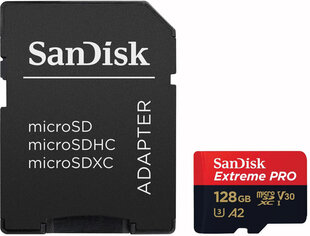 Sandisk microSDXC 128GB Extreme Pro + adapter цена и информация | Карты памяти для мобильных телефонов | 220.lv