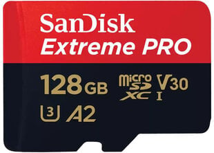 Sandisk microSDXC 128GB Extreme Pro + adapter cena un informācija | Atmiņas kartes mobilajiem telefoniem | 220.lv
