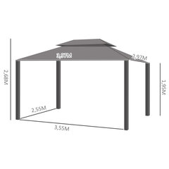 Dārza lapene Outsunny, 400x300 cm, brūna цена и информация | Беседки, навесы, тенты | 220.lv