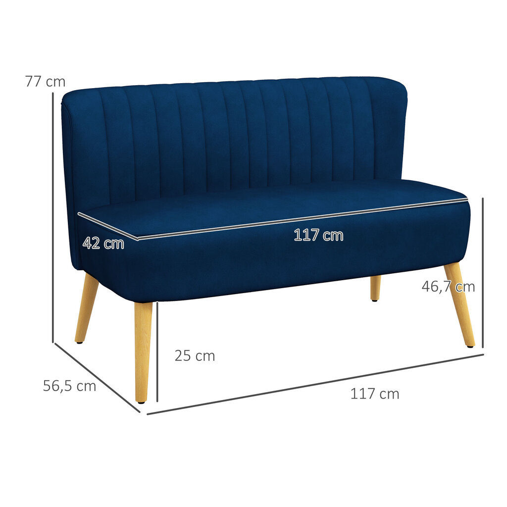 Dīvāns Homcom, 117x56,5x77 cm, zils cena un informācija | Dīvāni | 220.lv