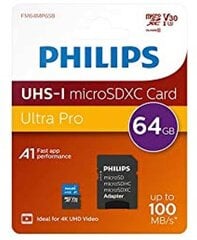 Philips MicroSDXC cena un informācija | Atmiņas kartes mobilajiem telefoniem | 220.lv