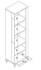 Vitrīna Liveo Snobi SB9, 56,5x39,5x197 cm, balta/brūna цена и информация | Витрины, серванты | 220.lv