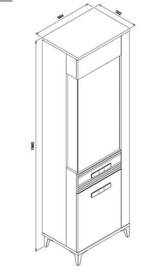 Vitrīna Liveo Snobi SB9, 56,5x39,5x197 cm, balta/brūna cena un informācija | Vitrīnas, bufetes | 220.lv