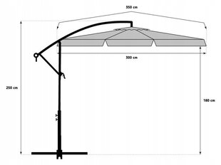 Dārza lietussargs, 300x250 cm, bēšs цена и информация | Зонты, маркизы, стойки | 220.lv