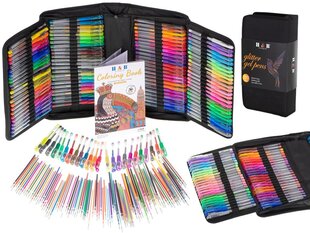 Krāsainās gēla pildspalvas maciņā 120gab. + 120 uzpildes konteineri KidsPro cena un informācija | Kancelejas preces | 220.lv