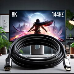 CO2 DISPLAYPORT HDMI 2.1 KABELIS DP - HDMI FHD 240HZ 8K 60HZ HDR 1M cena un informācija | Aksesuāri videokamerām | 220.lv