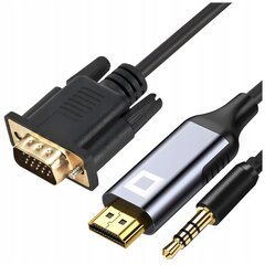 CO2 KABELIS VGA - HDMI ADAPTERIS ADAPTERIS AUDIO ADAPTERIS FULL HD 60HZ 2M cena un informācija | Aksesuāri videokamerām | 220.lv