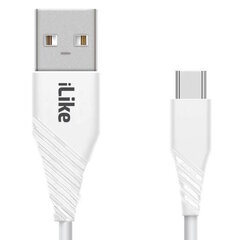 iLike ICT01 Izturīgs TPE USB uz USB-C (Type-C) Universāls Ātrs 3.1A Uzlādes kabelis 1m Balts cena un informācija | Savienotājkabeļi | 220.lv