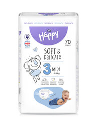 Подгузники Bella Baby Happy Midi 3 5-9кг, 70 шт - удобство и сухость для малыша. цена и информация | Подгузники | 220.lv