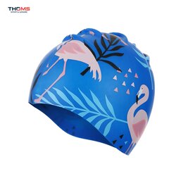 Silikona Peldcepure THOMS CP105 Flamingo, zila cena un informācija | Peldcepures | 220.lv