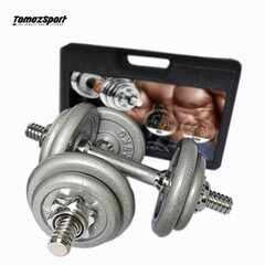 Regulējama svara komplekts tērauda hanteles Tomaz Sport Steel Power 2x10 kg cena un informācija | Hanteles, svaru stieņi un diski | 220.lv