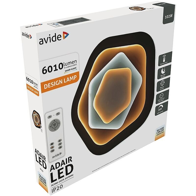 Avide LED griestu lampa Adair 102W ar tālvadības pulti cena un informācija | Griestu lampas | 220.lv