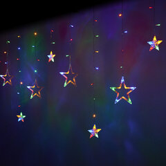 Led aizkars ar zvaigznēm 2,5 m 138 LED daudzkrāsains cena un informācija | Ziemassvētku lampiņas, LED virtenes | 220.lv