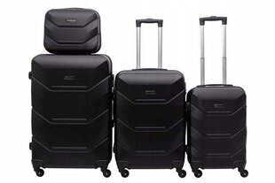 Набор чемоданов на колесиках 4в1 Bagia, черный цена и информация | Чемоданы, дорожные сумки | 220.lv