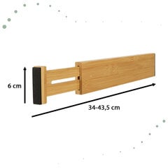 Atvilktņu organizators regulējams bambusa separators 43x6x1,5cm 1 gab. LuxureKitchen cena un informācija | Virtuves piederumi | 220.lv