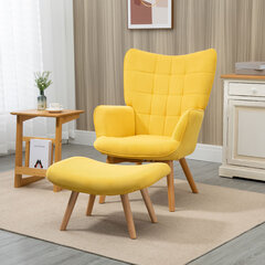 Atzveltnes krēsls ar pufu Homcom, dzeltens cena un informācija | Atpūtas krēsli | 220.lv